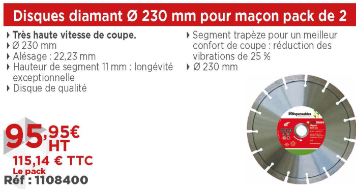 Disque diamnt pour maçon promotion fev 22 - Les Indispensables